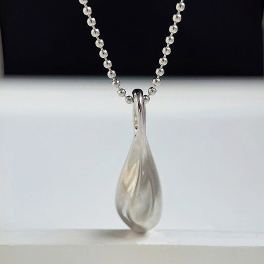 Fluid Drop Sterling Silver Necklace in sterling silver — necklace product view 2