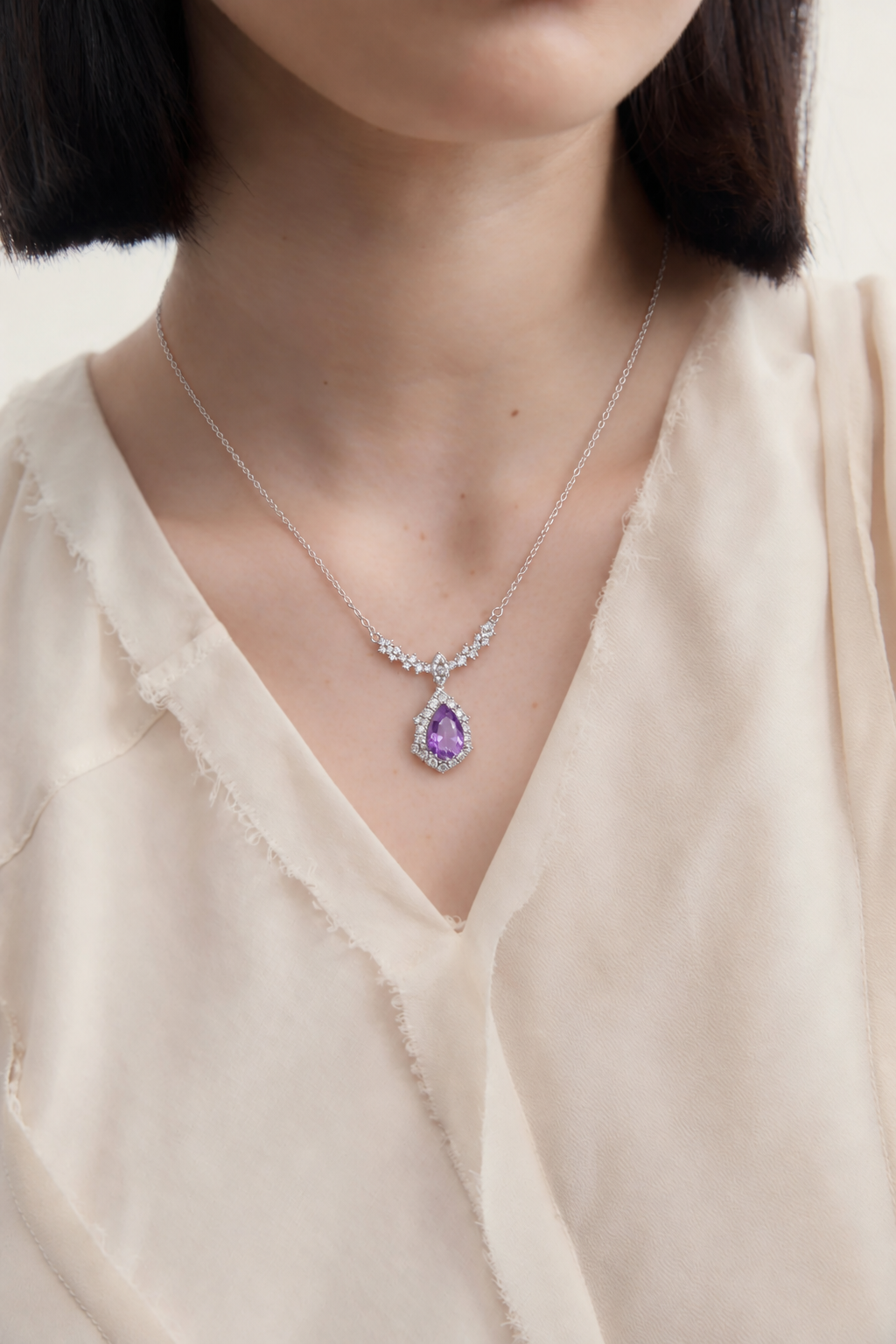 Vela Teardrop Crystal Necklace