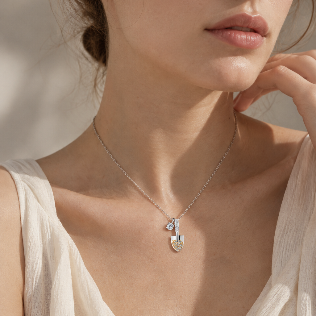 Helia Two-Tone Moissanite Pendant Necklace