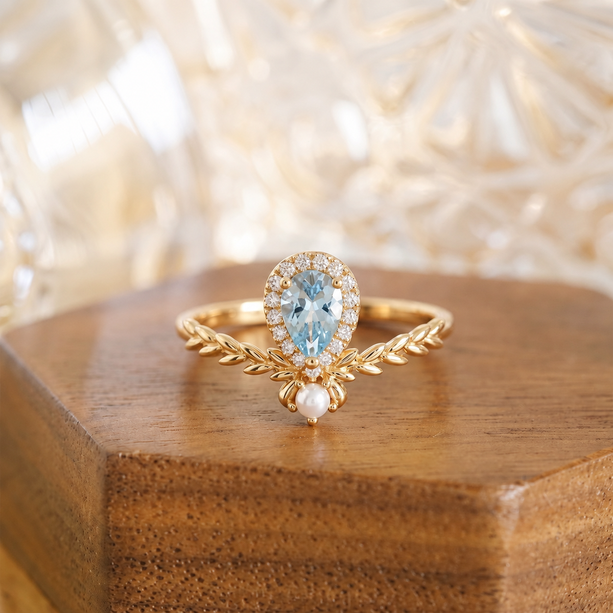 Eden Sky Blue Topaz Botanical Ring