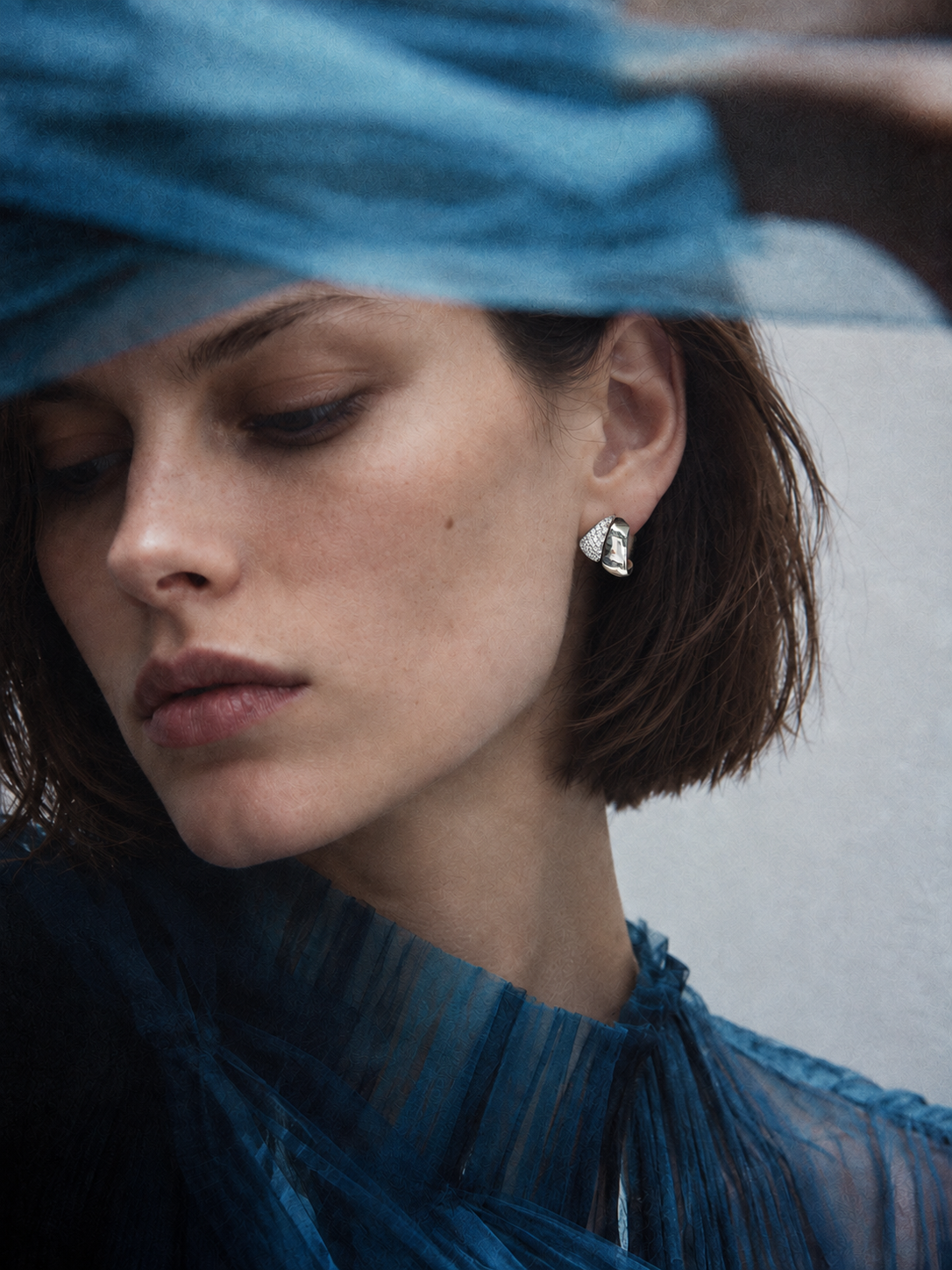 Mira Sculptural Pavé Stud Earrings