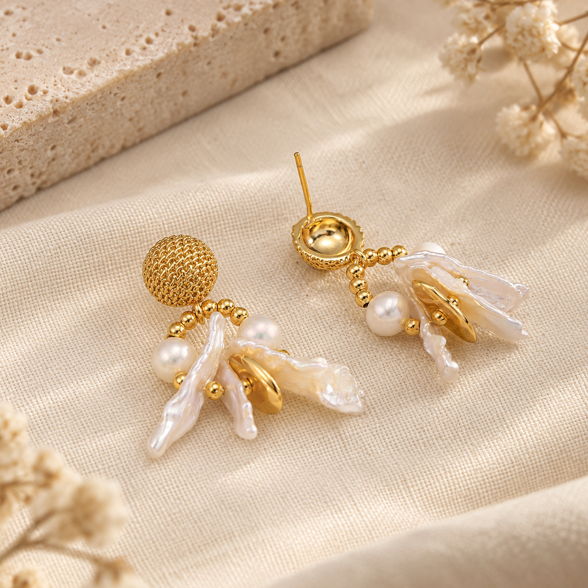 Sculptural Pearl Frame Earrings