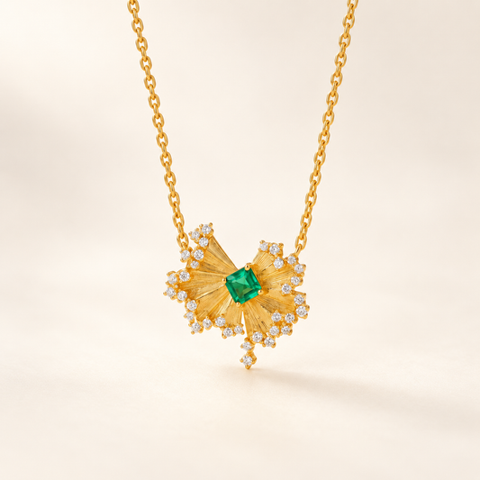 Verdant Fan Green Gemstone Necklace