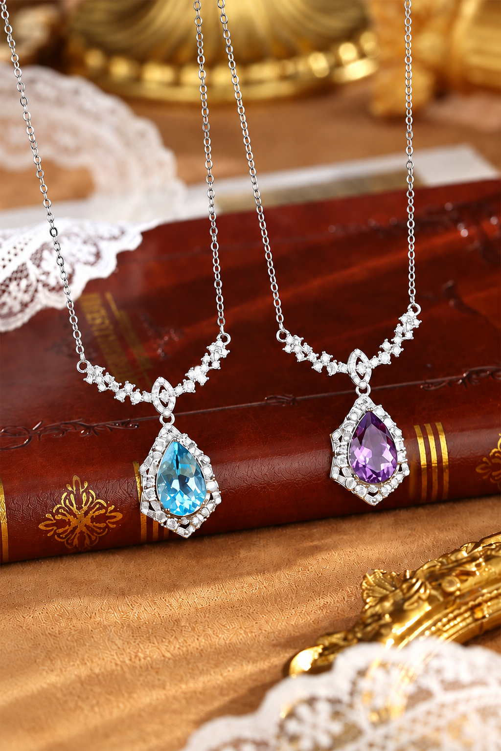 Vela Teardrop Crystal Necklace