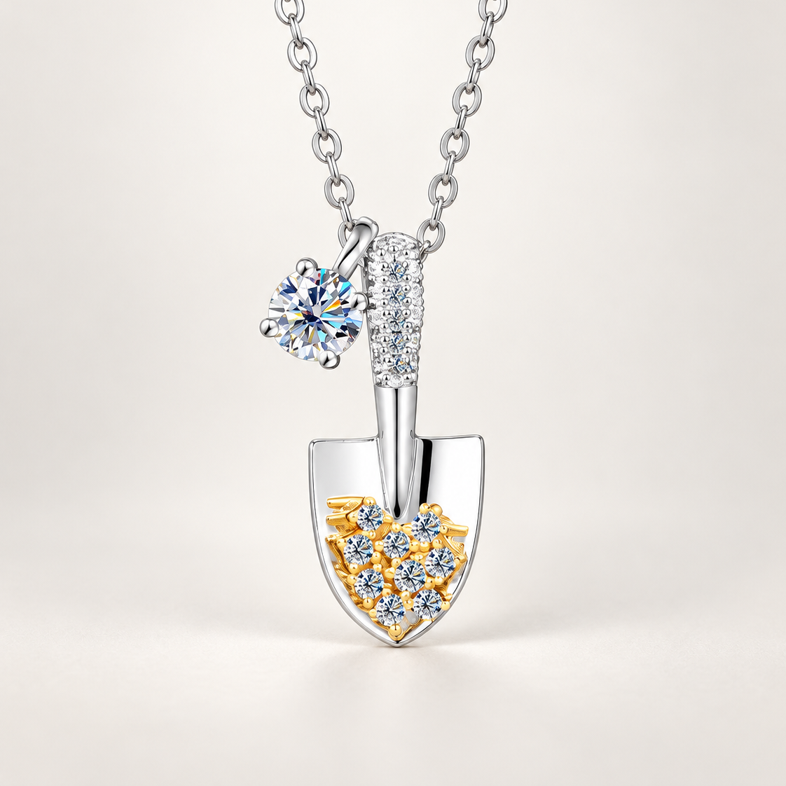 Helia Two-Tone Moissanite Pendant Necklace