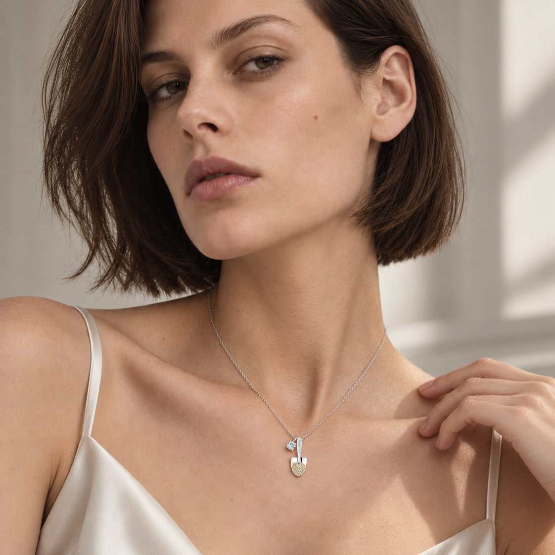 Helia Two-Tone Moissanite Pendant Necklace