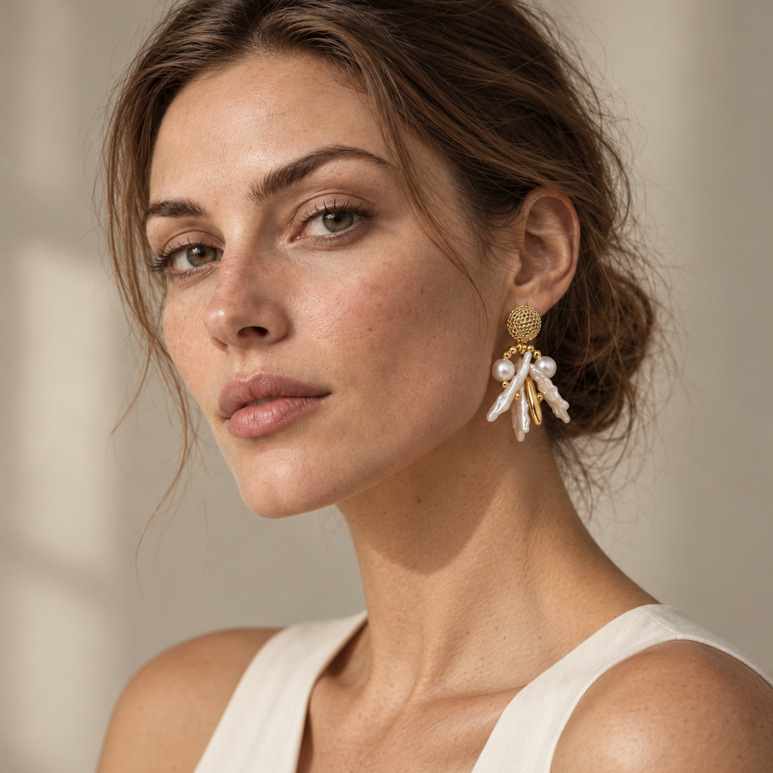 Sculptural Pearl Frame Earrings