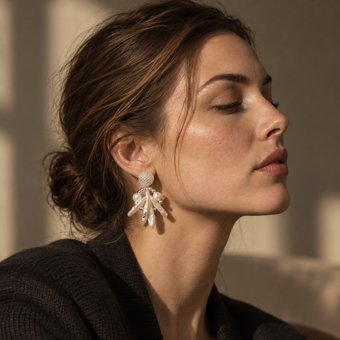 Sculptural Pearl Frame Earrings