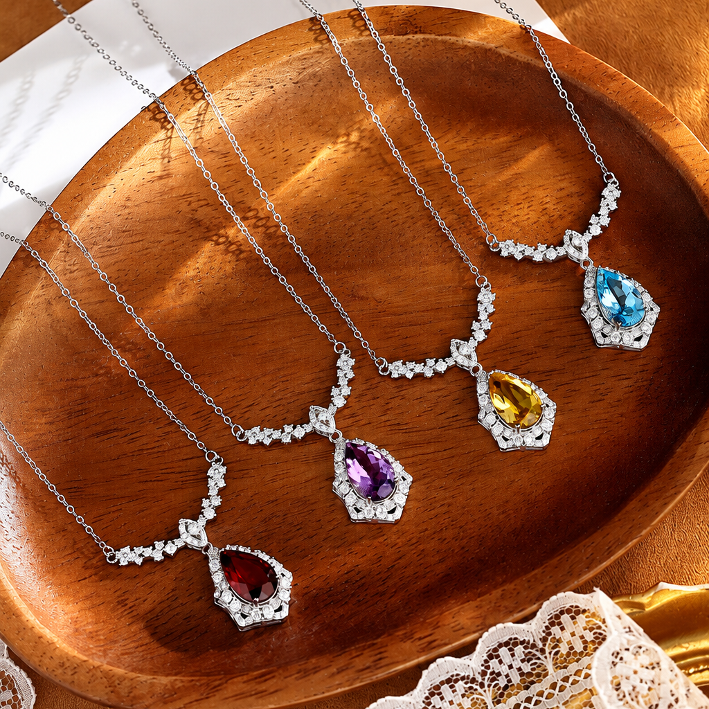 Vela Teardrop Crystal Necklace