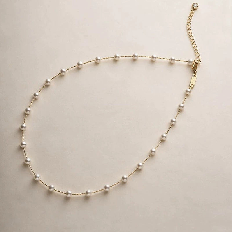Elara 5 mm freshwater pearl necklace in sterling silver