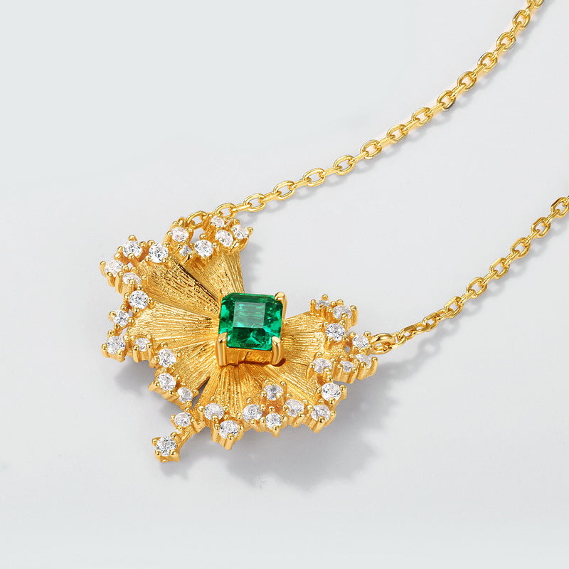 Verdant Fan Green Gemstone Necklace