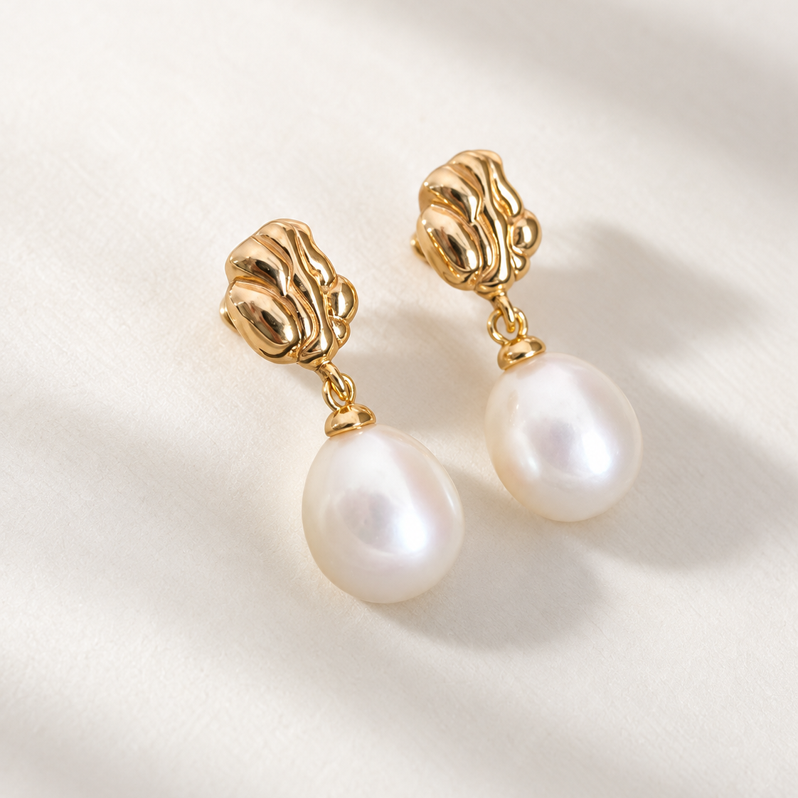 Elara Sculptural Pearl Drop Earrings