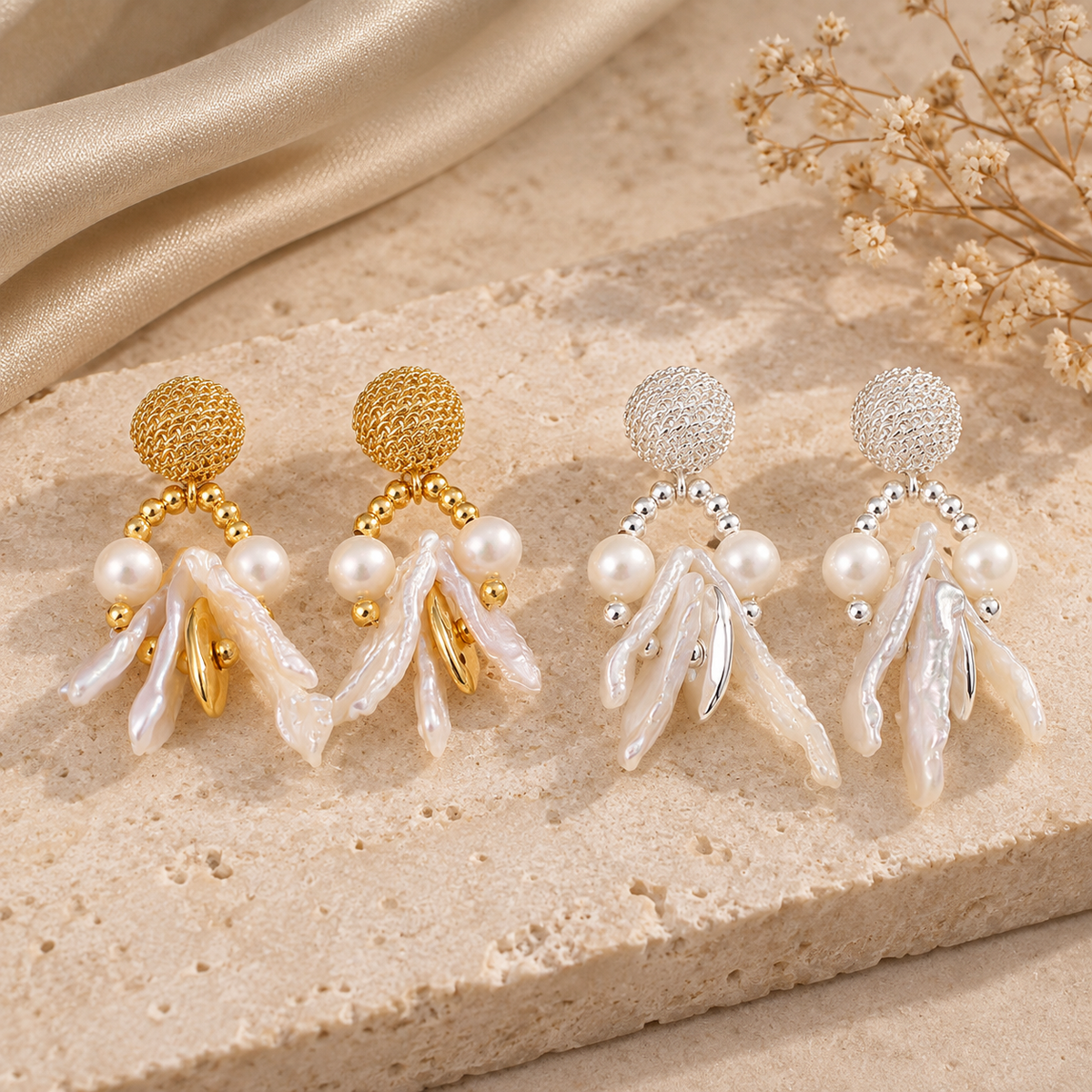 Sculptural Pearl Frame Earrings