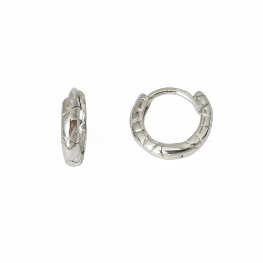 Mira Textured Huggie Hoop Earrings in sterling silver — huggie hoop earring product view 1