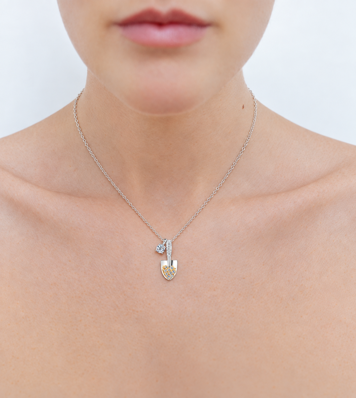 Helia Two-Tone Moissanite Pendant Necklace