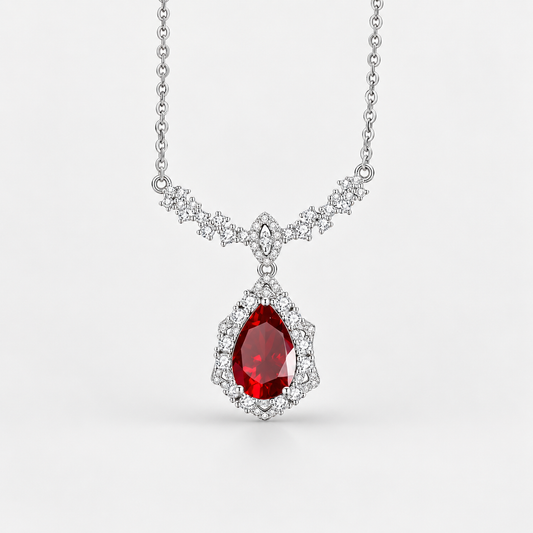 Vela Teardrop Crystal Necklace in sterling silver — charm necklace product view 1
