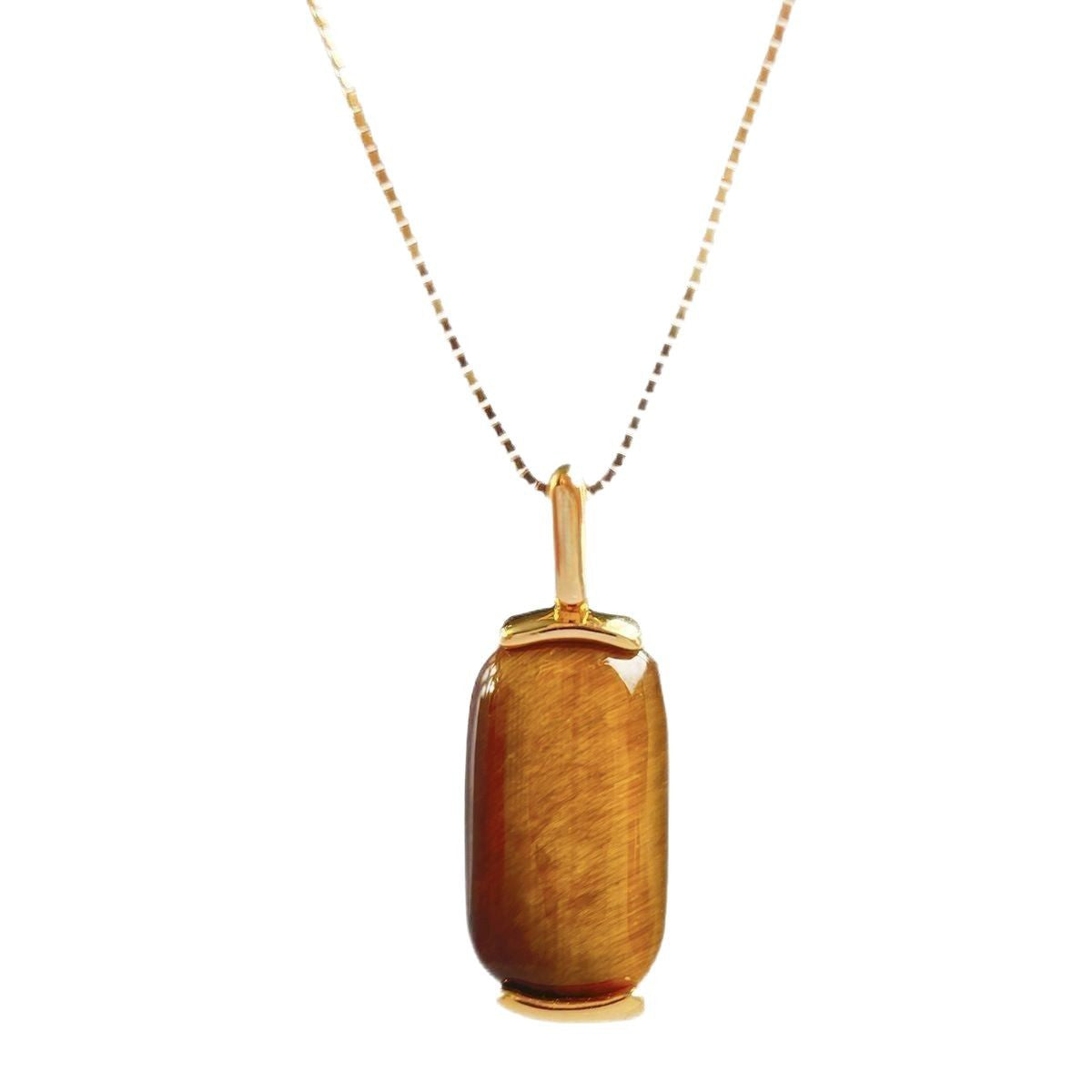 Sola tiger’s eye pendant necklace in gold and silver finishes