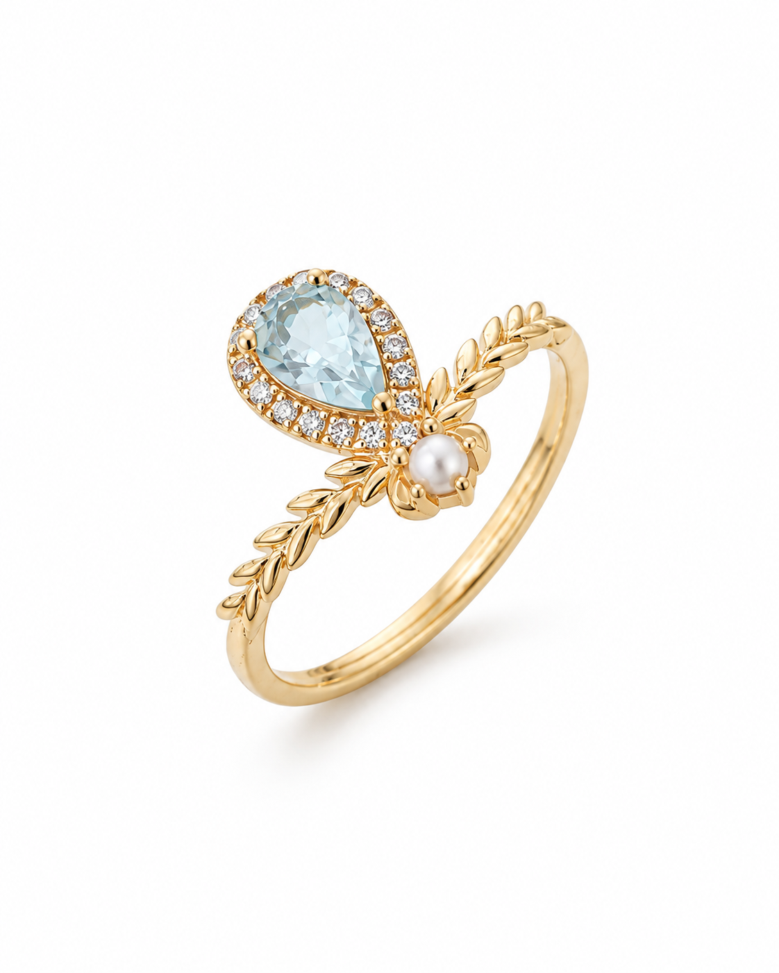 Eden Sky Blue Topaz Botanical Ring
