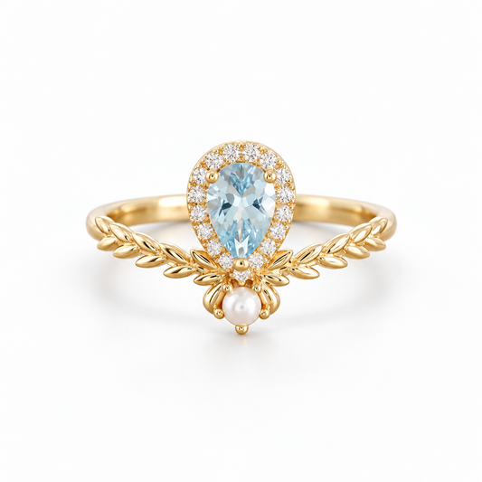 Eden Sky Blue Topaz Botanical Ring