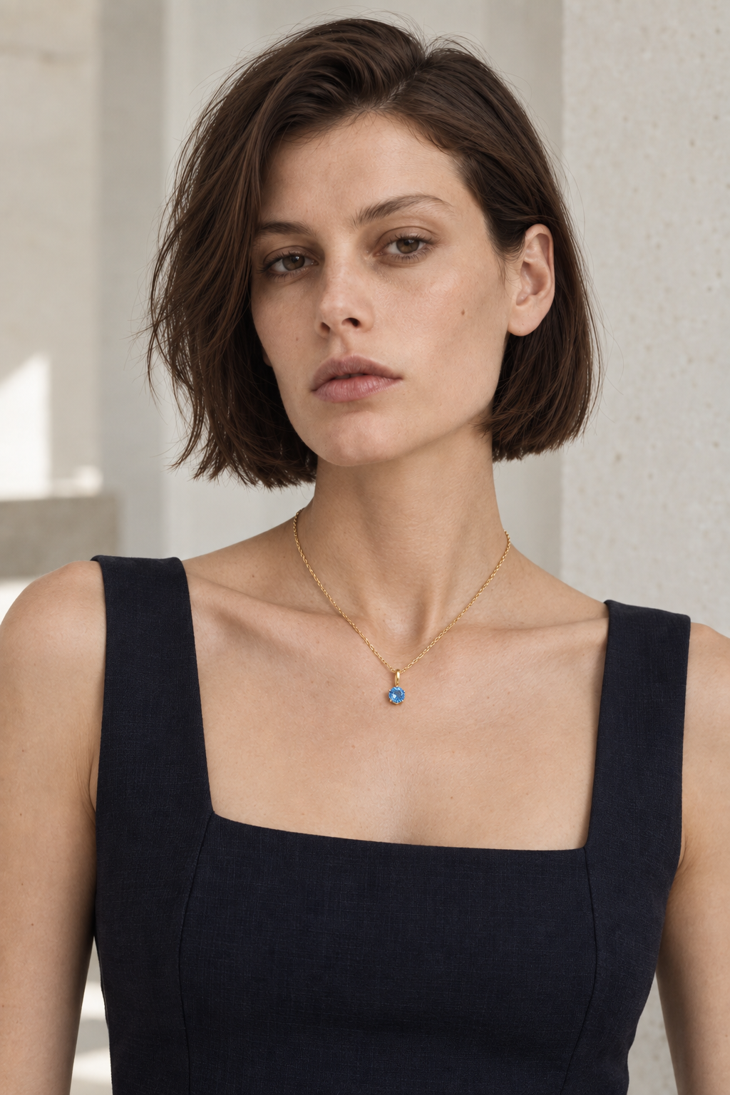 Solitaire Natural Gemstone Pendant Necklace