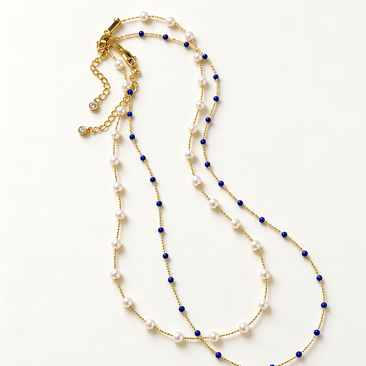 Lyra Pearl & Lapis Layered Necklace Set